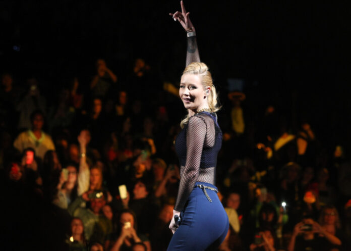 Singer Iggy Azalea performs in concert at KISS 108's Jingle Ball 2014 at TD Garden with Fans Chearing