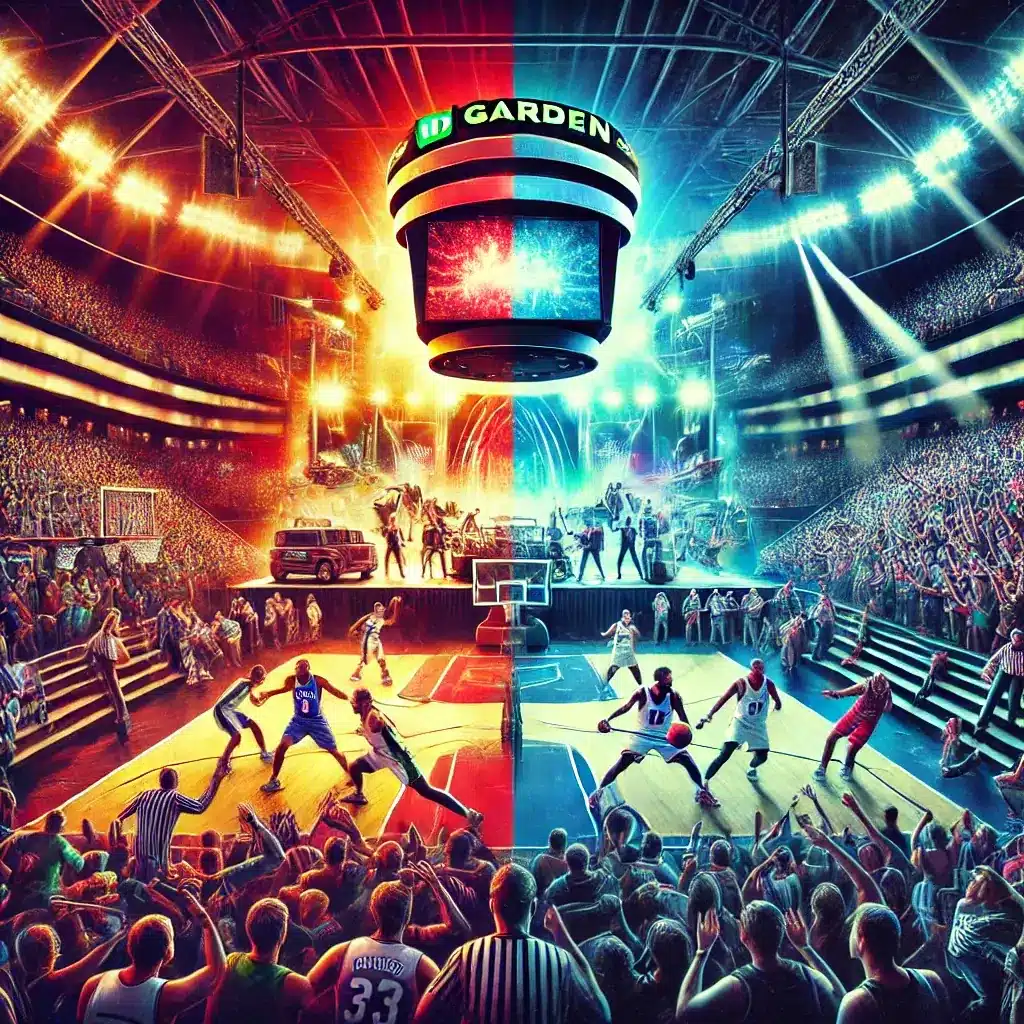 A Image showcasing the atmosphere of iconic games and performances at TD Garden. The scene highlights thrilling moments 